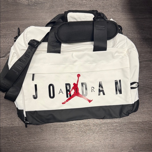 Jordan Other - Jordan White and Black Duffel Bag with Red Logo